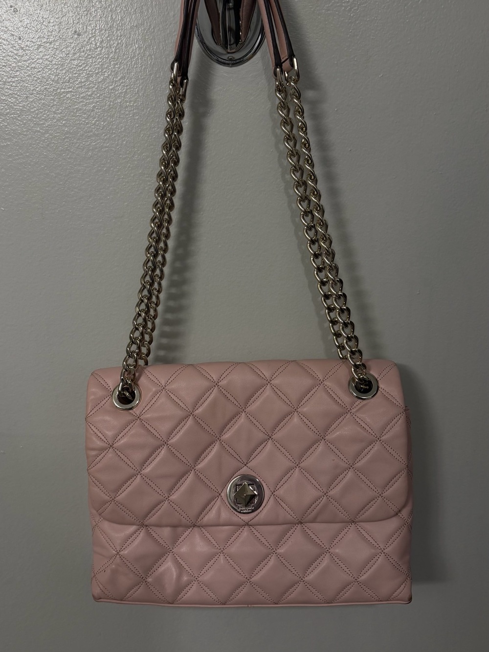 kate spade Quilted Double-Chain Shoulder Bag — Blush Pink